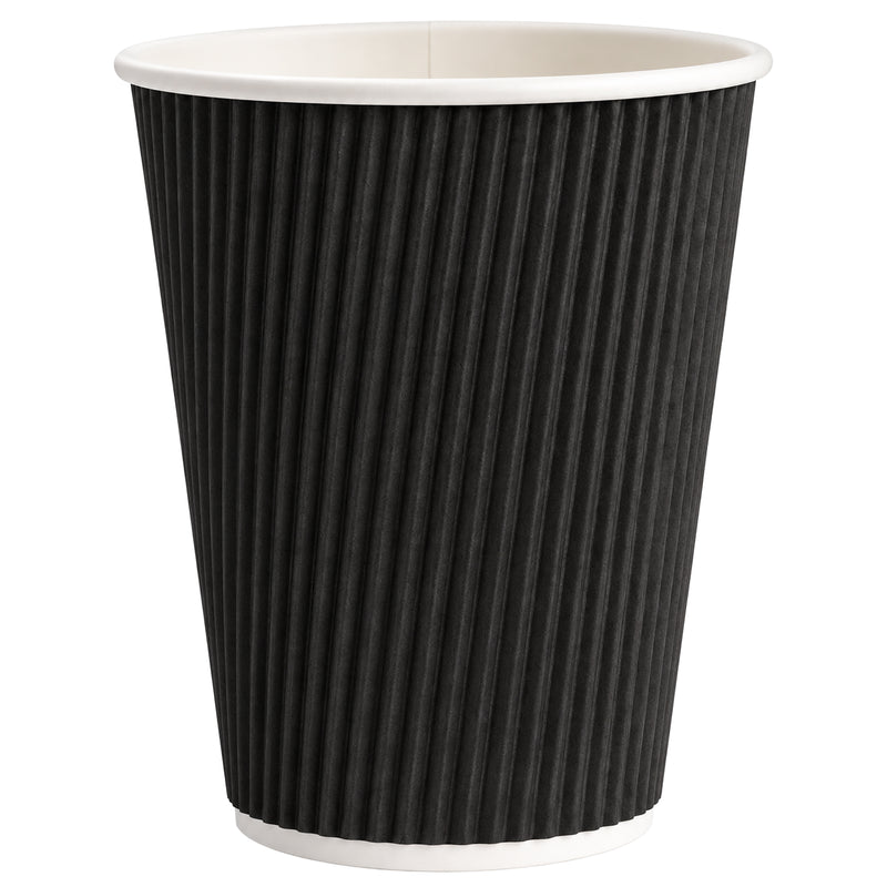 Kaffeebecher geriffelt Schwarz | 1 dl, 2 dl, 3 dl | geruchs- & geschmacksneutral | PE-beschichtet