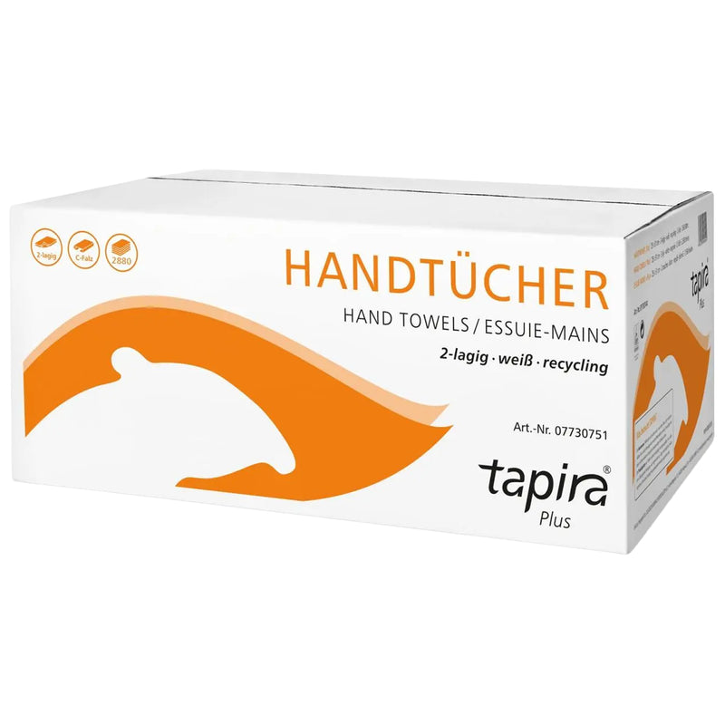 Papierhandtücher C-Falz | 2-lagig | Recycling Weiss | EU-Ecolabel & Blauer Engel | Tapira Plus