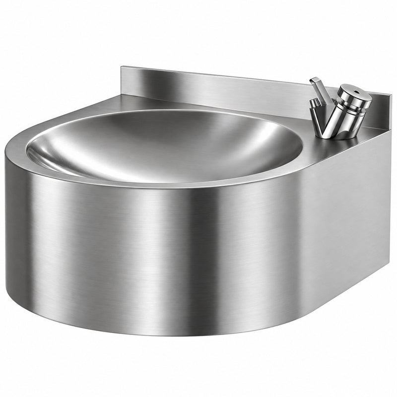 Trinkbrunnen Edelstahl | Ø 350 mm | Wandmontage | selbstschliessender Trinksprudler | unten offen