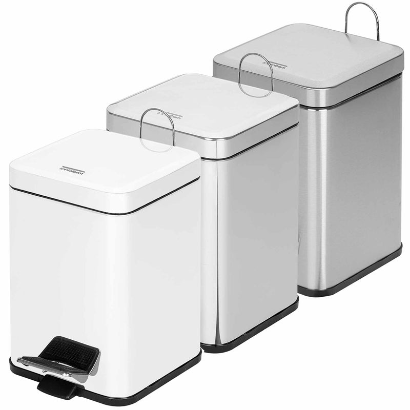 Abfalleimer Edelstahl Quadrat | mit Pedal & Deckel | 6 Liter | Mediclinics PP1206