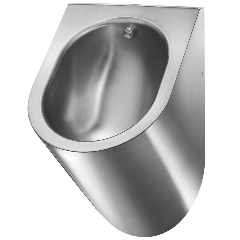 Urinal Edelstahl | ovale Beckenform | vertikaler Wasserzulauf | für Wandmontage | Mediclinics SNU126CS