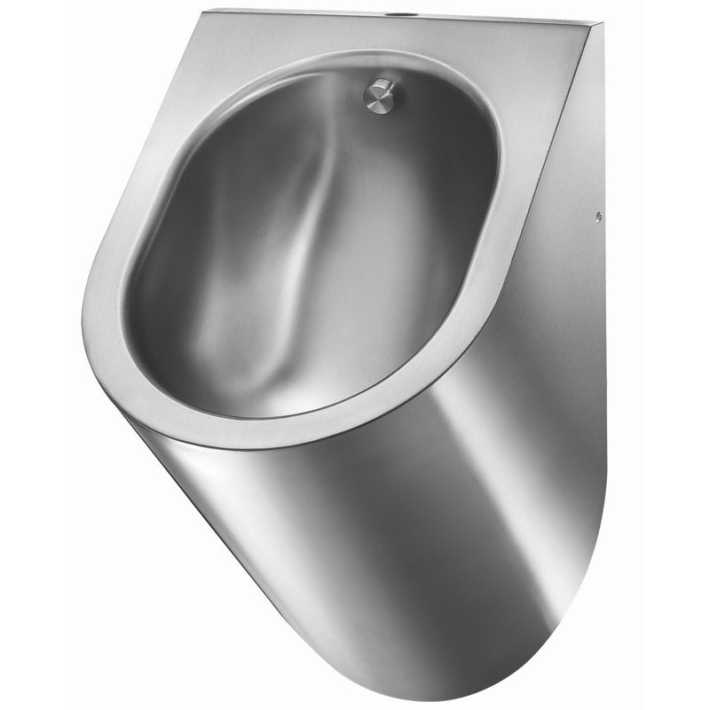 Urinal Edelstahl | ovale Beckenform | vertikaler Wasserzulauf | für Wandmontage | Mediclinics SNU126CS
