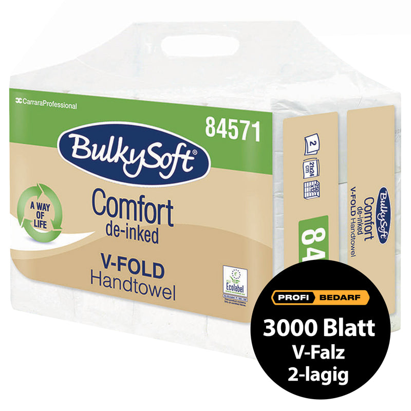 Papierhandtücher V-Falz Comfort Recycling | 2-lagig | de-inked | BulkySoft®