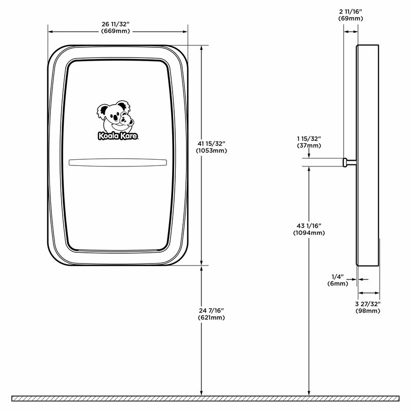 Wickeltisch Premium Edelstahl vertikal | klappbar | für Wandmontage | Koala Kare