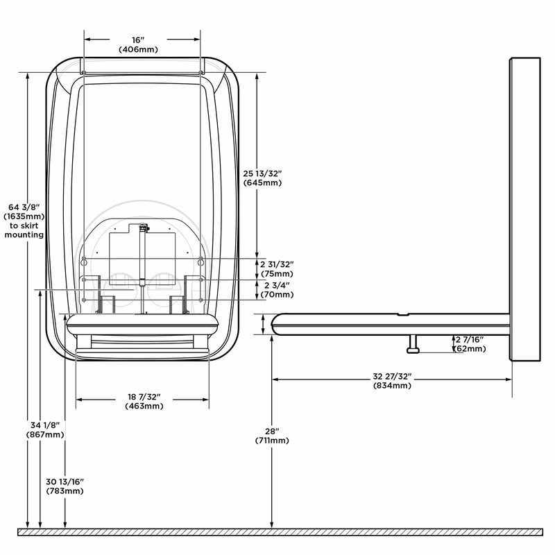 Wickeltisch Premium Edelstahl vertikal | klappbar | für Wandmontage | Koala Kare