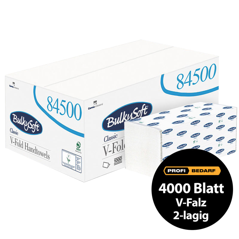 Papierhandtücher V-Falz | 2-lagig | 100% Zellstoff | BulkySoft® Classic