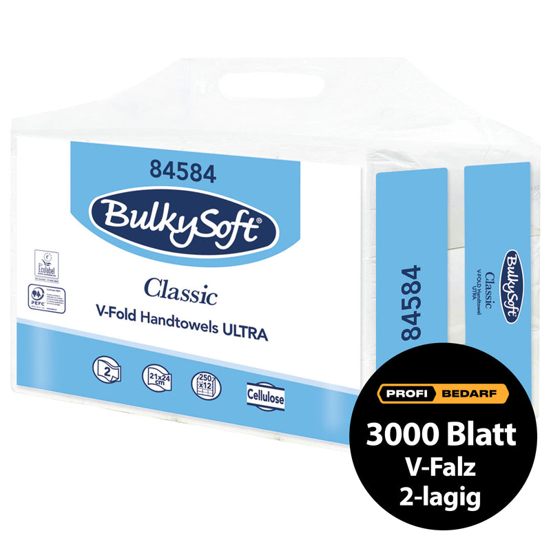 Papierhandtücher V-Falz | 2-lagig | 100% Zellstoff | BulkySoft® Classic