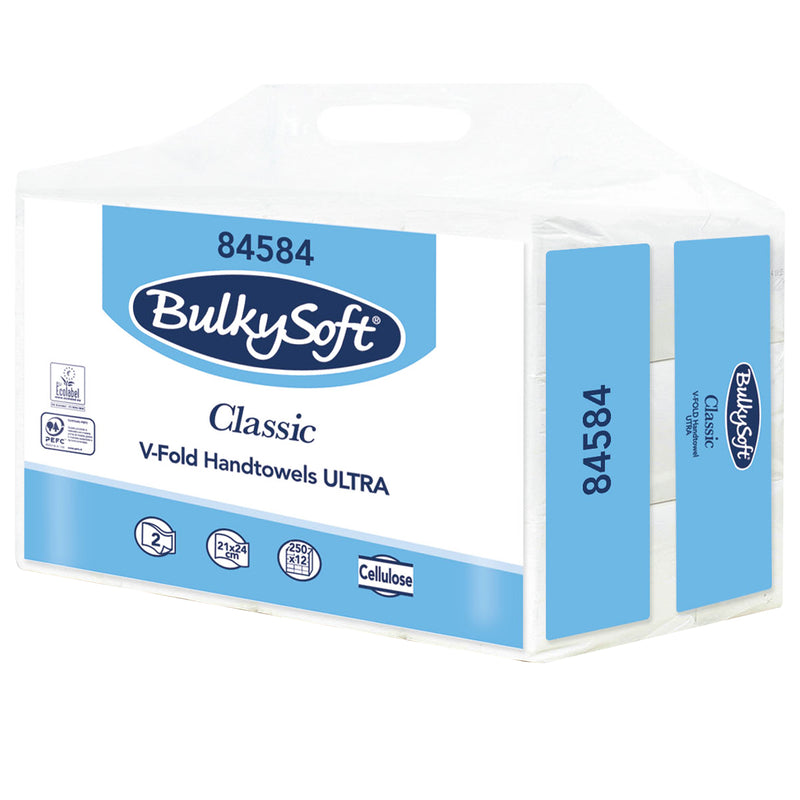 Papierhandtücher V-Falz | 2-lagig | 100% Zellstoff | BulkySoft® Classic