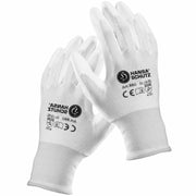 Arbeitshandschuhe Comfort | Nylon-Feinstrick | PU-Beschichtung | atmungsaktiv | Weiss