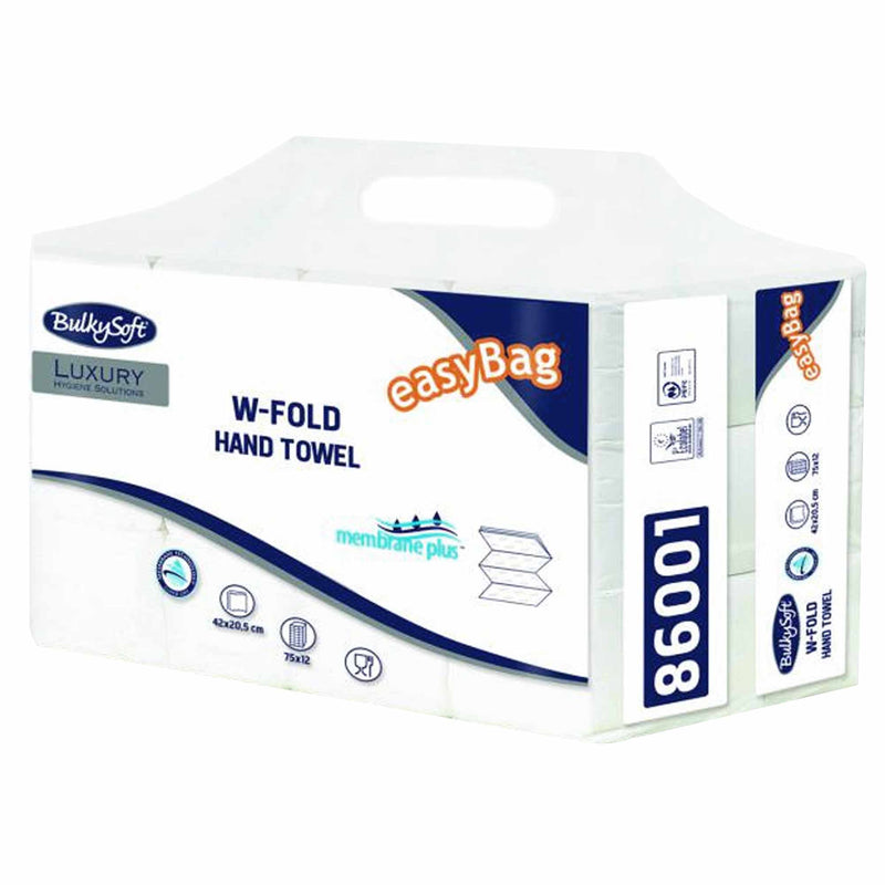 Papierhandtücher W-Falz | 3-lagig | 100% Zellstoff | PEFC | EasyBag | BulkySoft