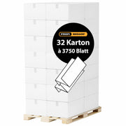 Palette | Papierhandtücher Z-Falz | 2-lagig | 100% Zellstoff | 32 x 3750 Blatt